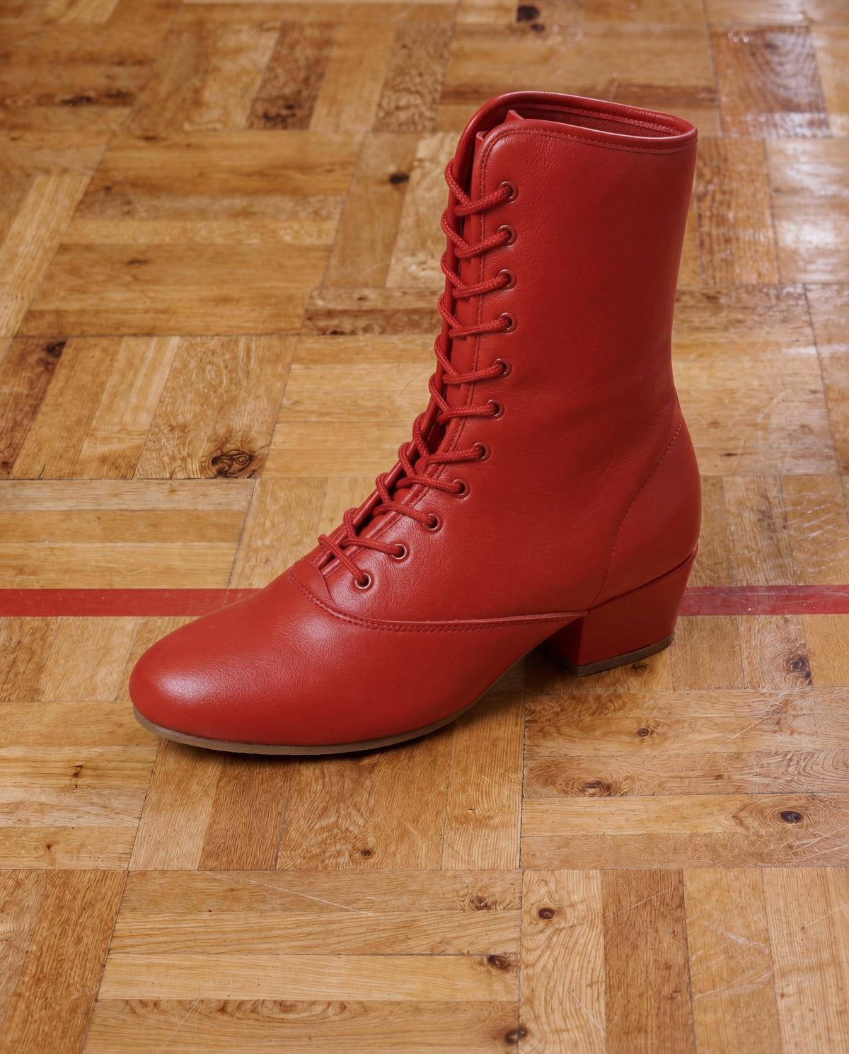 ELFI - Garde-Stiefel Damen Tanzstiefel halbhoch Weite F Normalweite mit Comfort-Fußbett Absatz 4 cm feuerrot Nappaleder