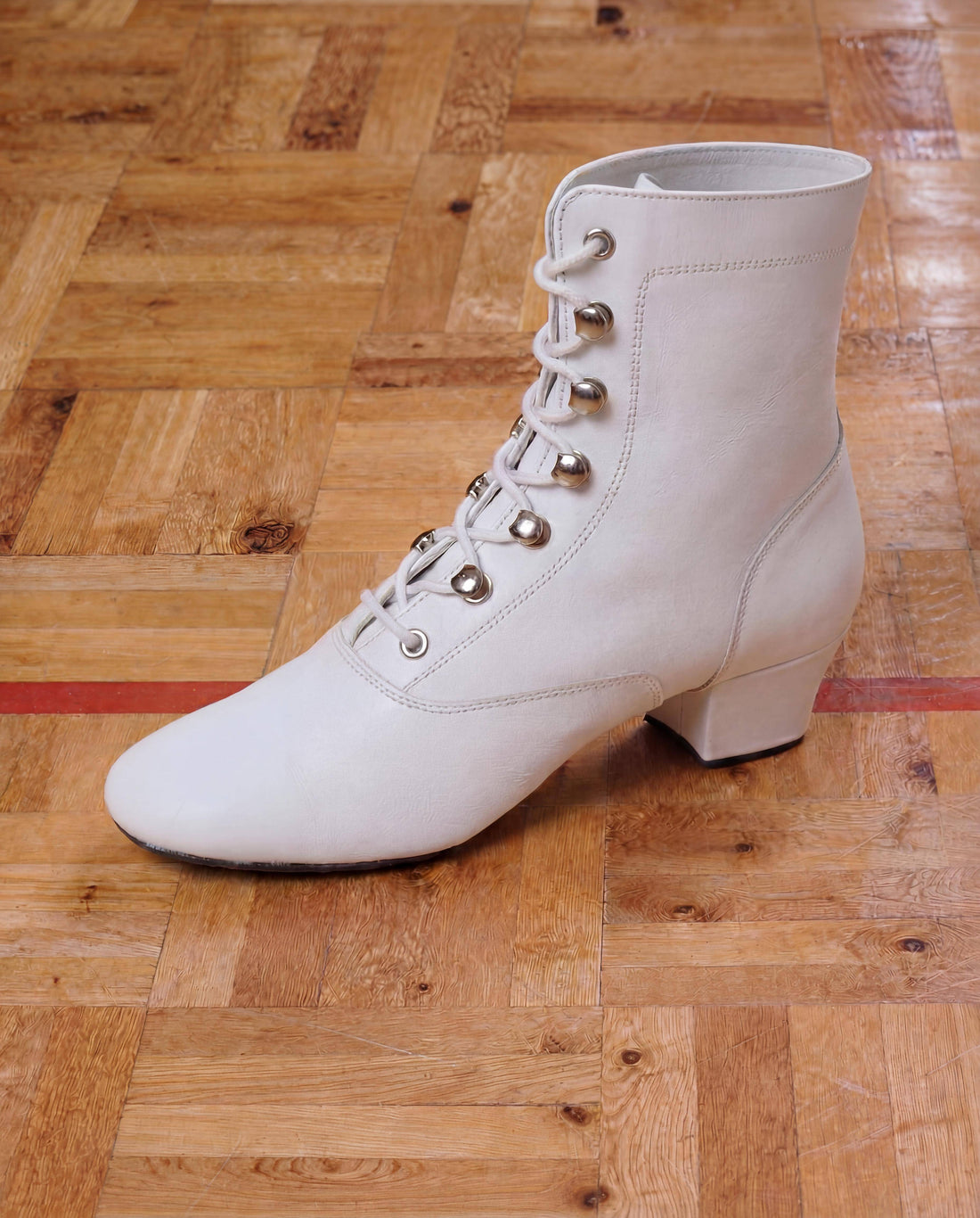 POLKA - Polkastiefel mit 4cm Absatz und geteilter Gummisohle weiß Nappaleder